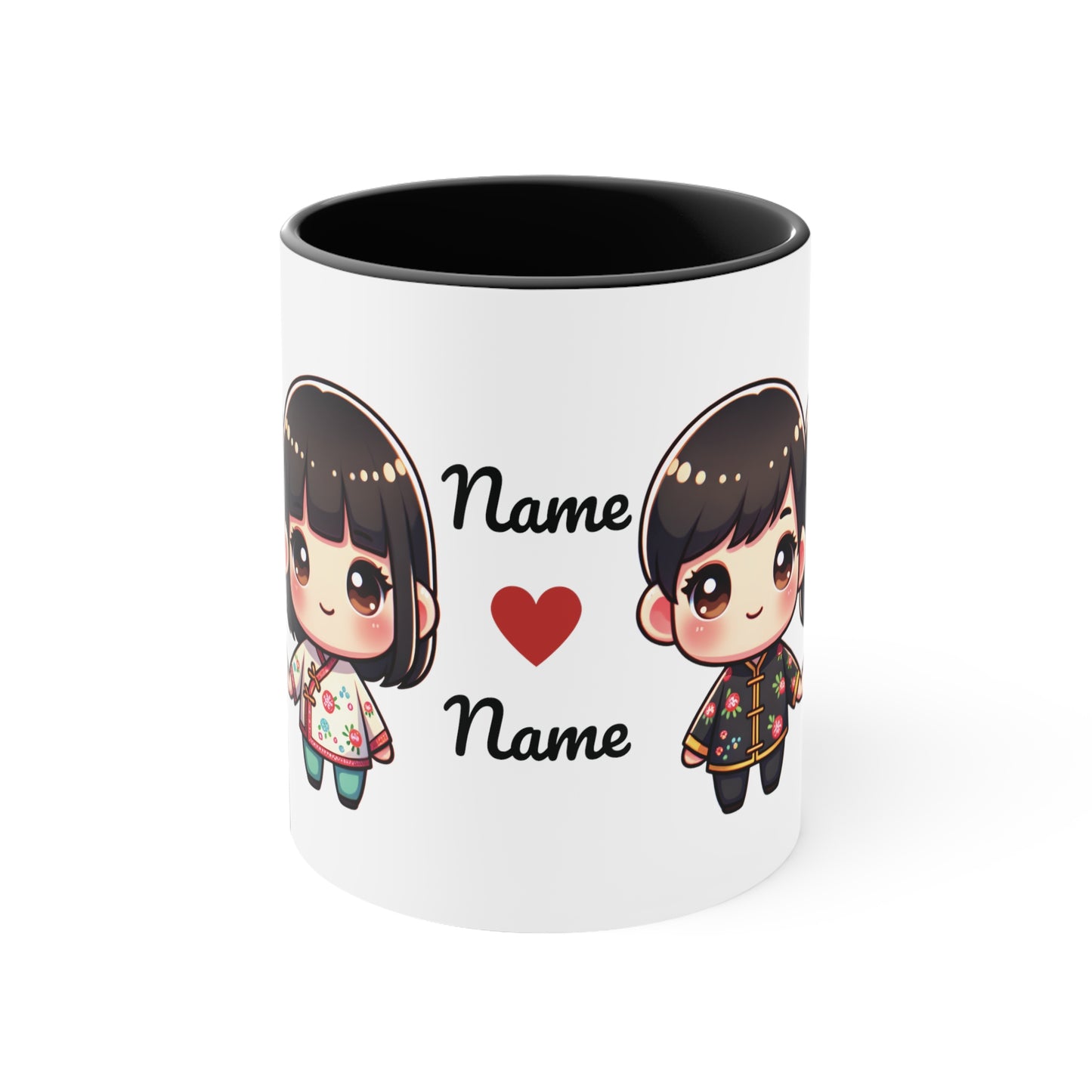 Chinese Couple in Chinese Clothes Collection 11 Personalized Cute - Custom Accent Coffee Mug, 11oz