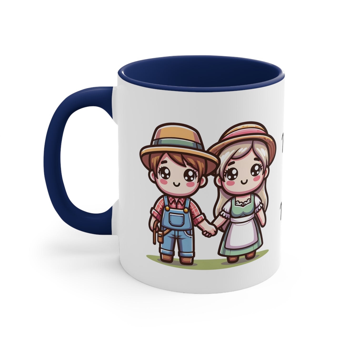 Farmer Couple Collection 2 Personalized Cute - Custom Accent Coffee Mug, 11oz