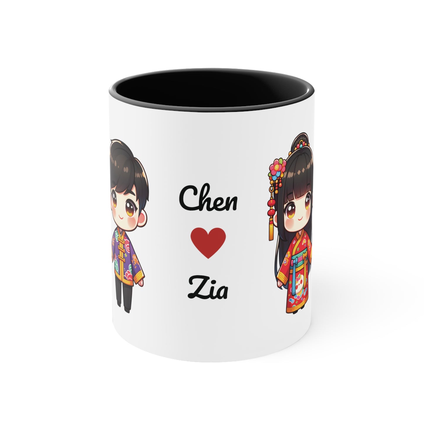 Chinese Couple in Chinese Clothes Collection 1 Personalized Cute - Custom Accent Coffee Mug, 11oz