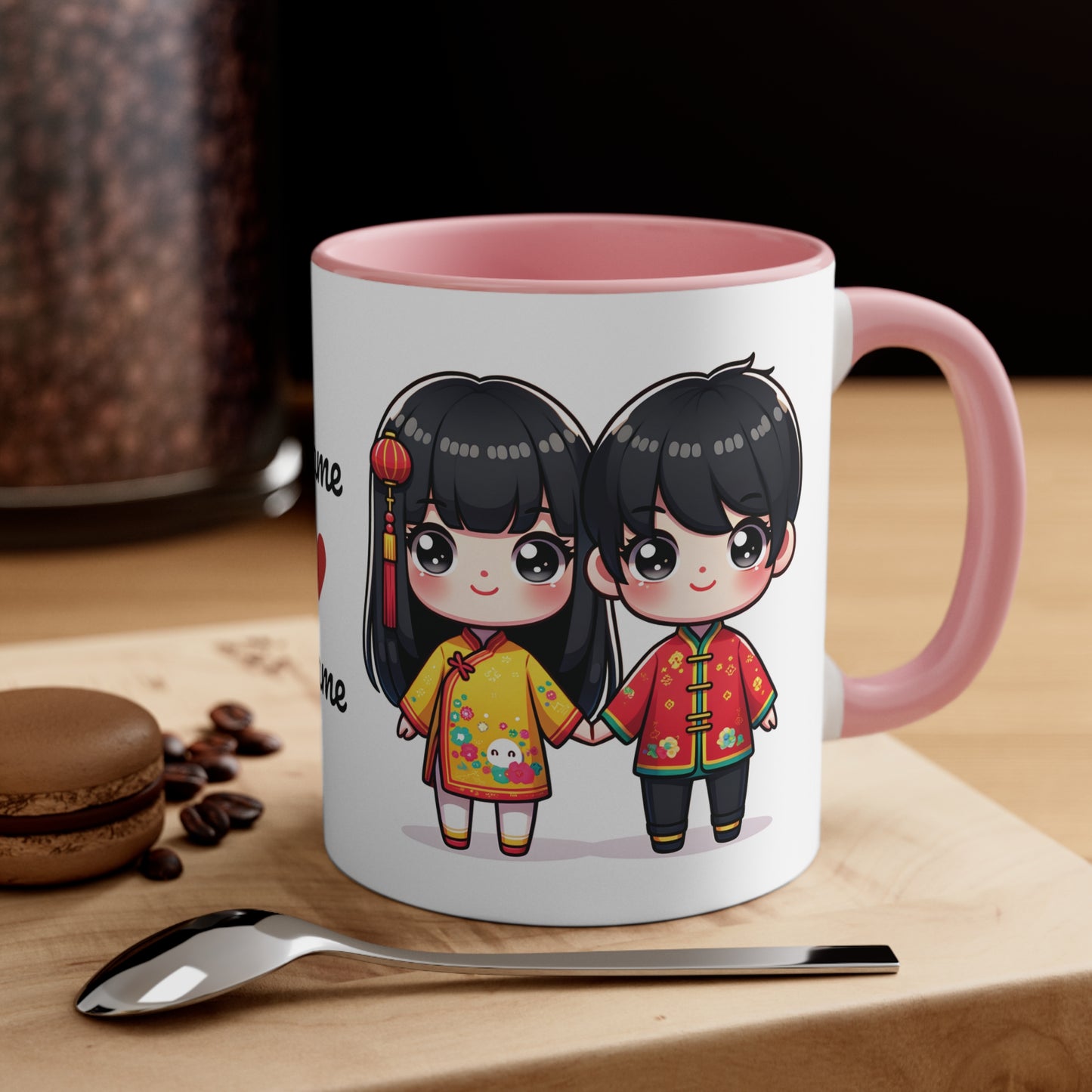 Chinese Couple in Chinese Clothes Collection 2 Personalized Cute - Custom Accent Coffee Mug, 11oz