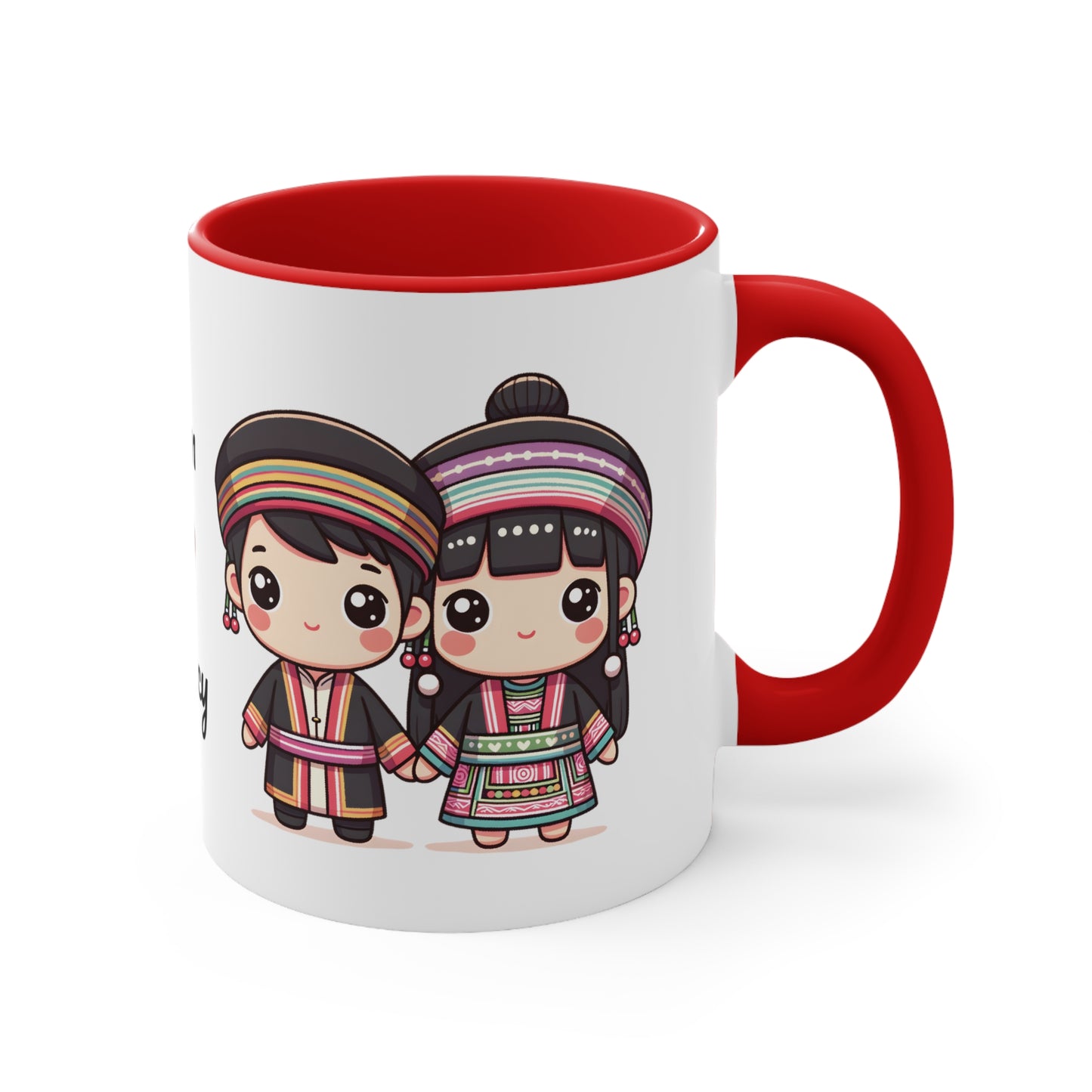 Hmong Couple Colorful Collection 1 Personalized Cute - Custom Accent Coffee Mug, 11oz