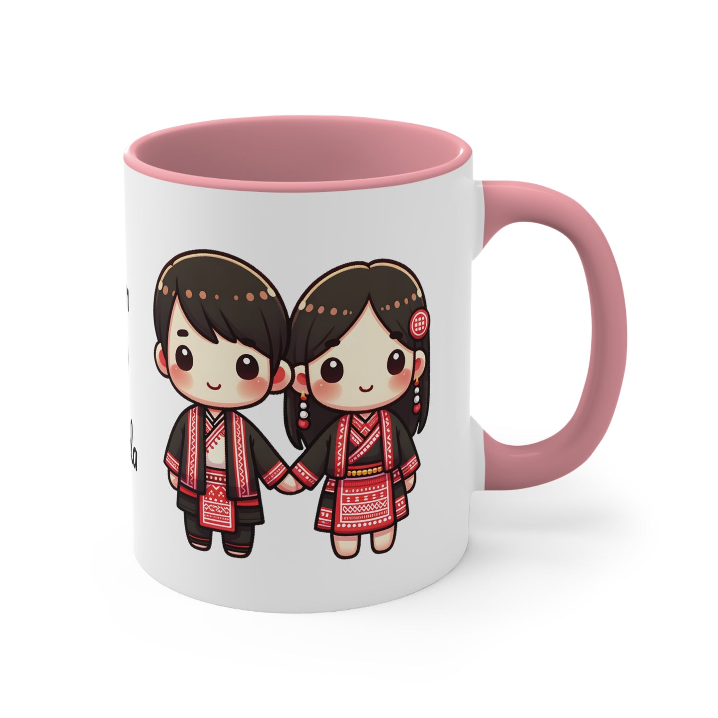 Hmong Couple Red Collection 2 Personalized Cute - Custom Accent Coffee Mug, 11oz