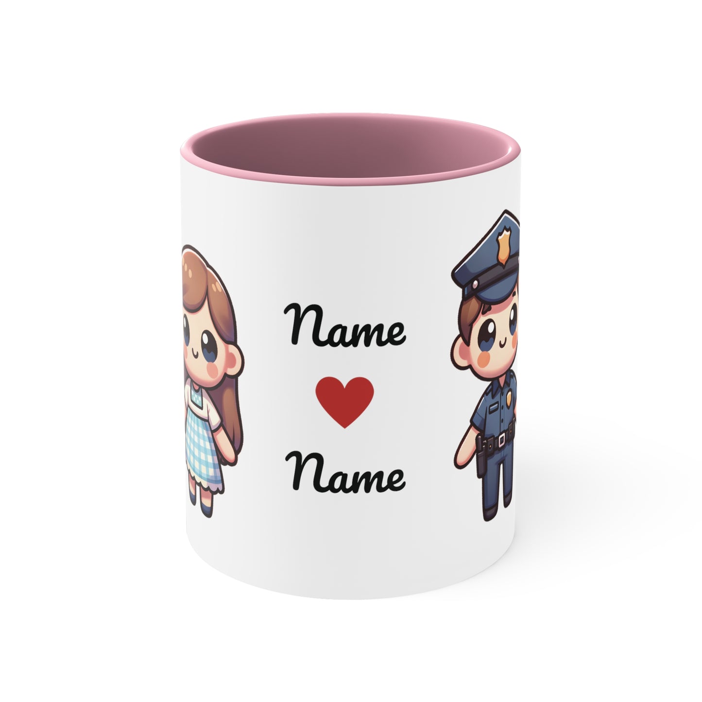 Policeman Couple Collection 1 Personalized Cute - Custom Accent Coffee Mug, 11oz