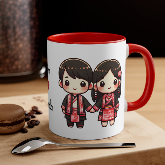 Hmong Couple Red Collection 2 Personalized Cute - Custom Accent Coffee Mug, 11oz