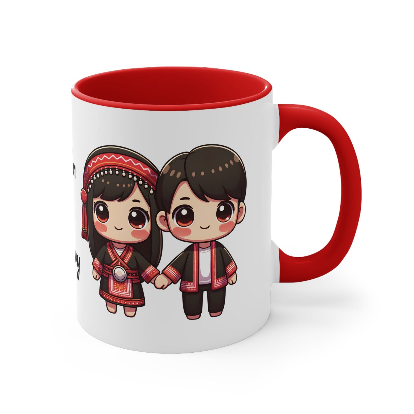 Hmong Couple Red Collection 1 Personalized Cute - Custom Accent Coffee Mug, 11oz