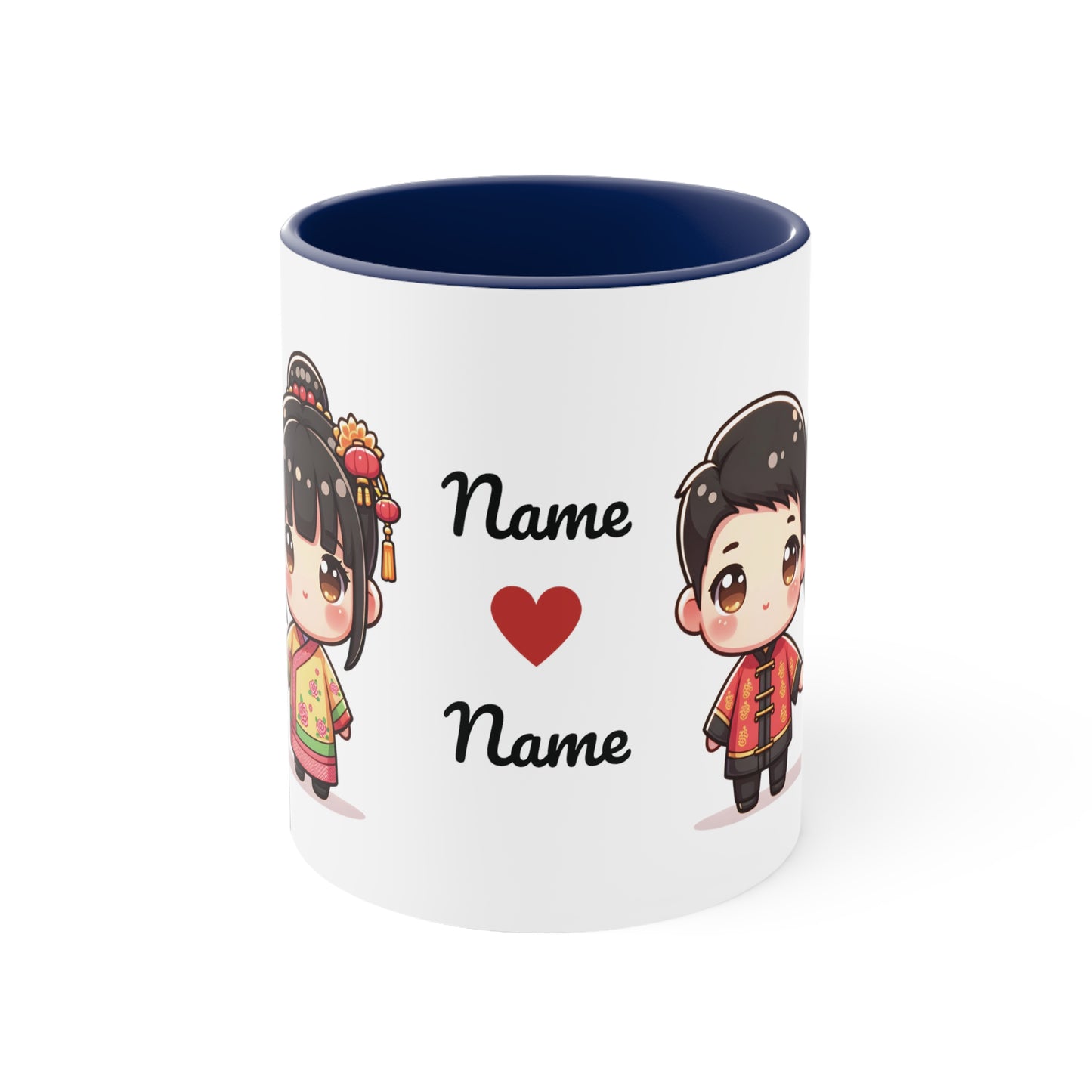 Chinese Couple in Chinese Clothes Collection 13 Personalized Cute - Custom Accent Coffee Mug, 11oz