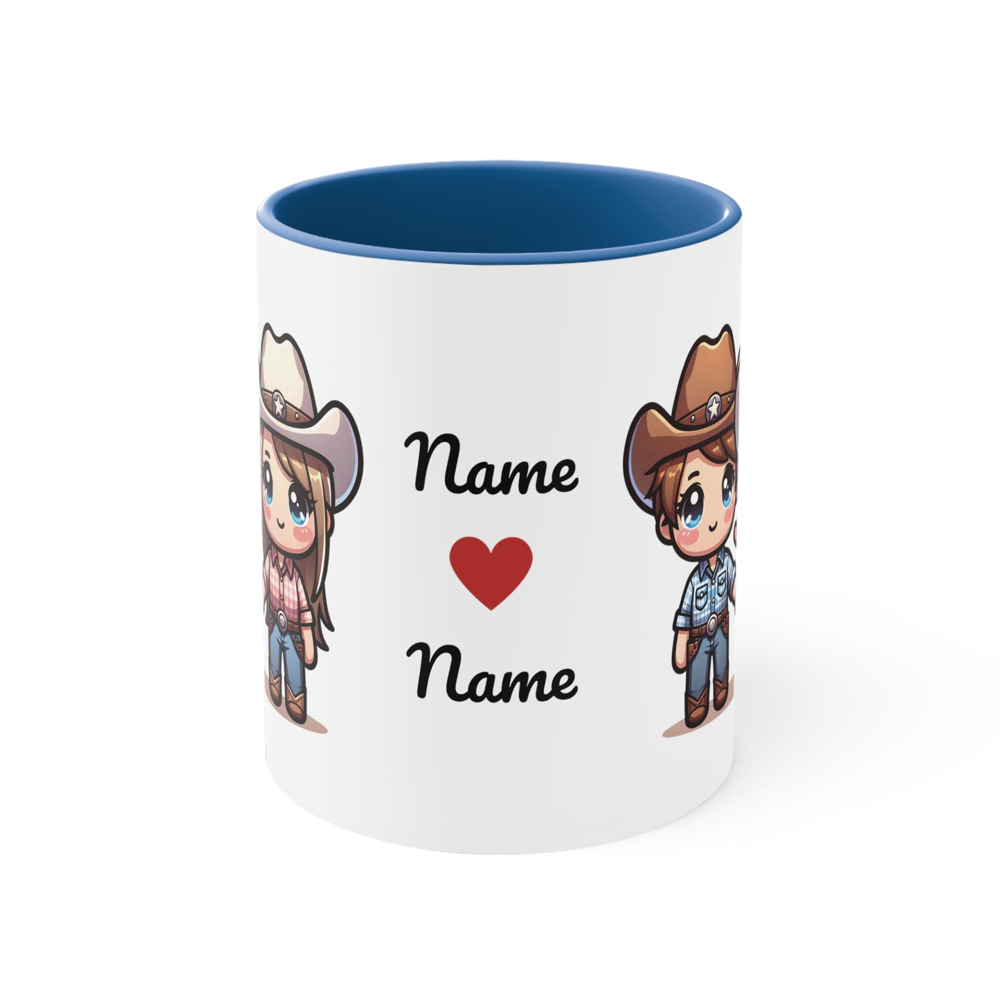 Cowboy Couple Collection 4 Personalized Cute - Custom Accent Coffee Mug, 11oz