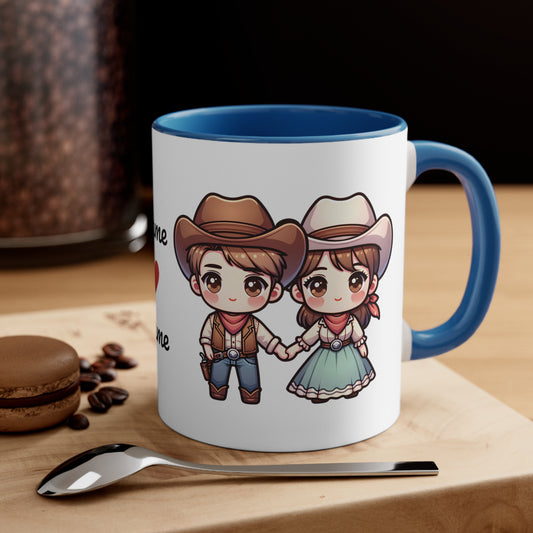 Cowboy Couple Collection 6 Personalized Cute - Custom Accent Coffee Mug, 11oz