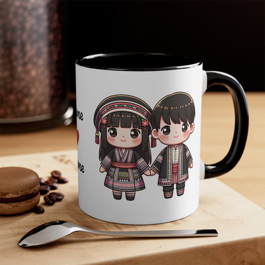 Hmong Couple Traditional Hmong Clothes Collection 3 Personalized Cute - Custom Accent Coffee Mug, 11oz