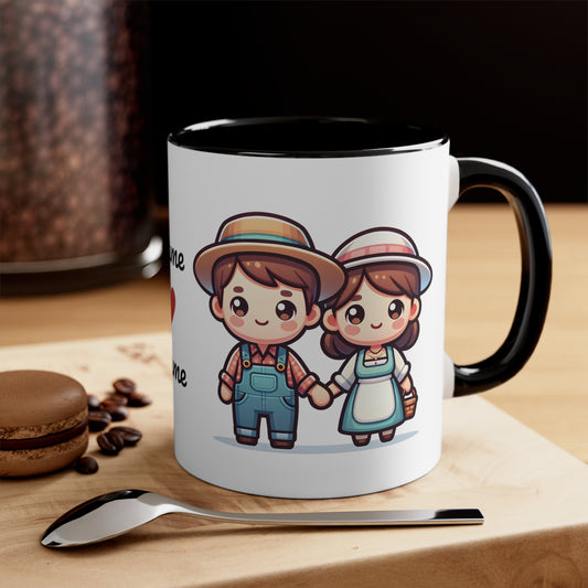 Farmer Couple Collection 4 Personalized Cute - Custom Accent Coffee Mug, 11oz