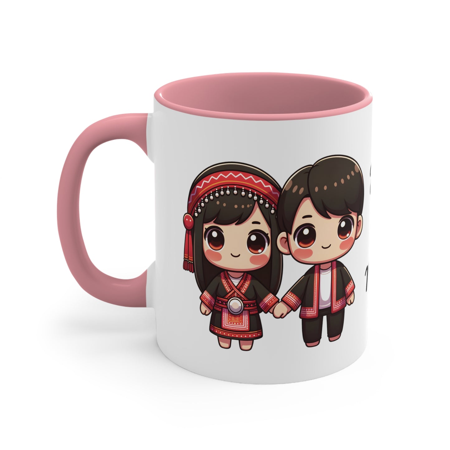 Hmong Couple Red Collection 1 Personalized Cute - Custom Accent Coffee Mug, 11oz