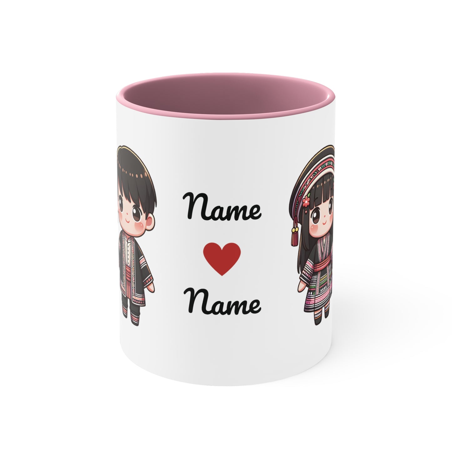 Hmong Couple Traditional Hmong Clothes Collection 3 Personalized Cute - Custom Accent Coffee Mug, 11oz