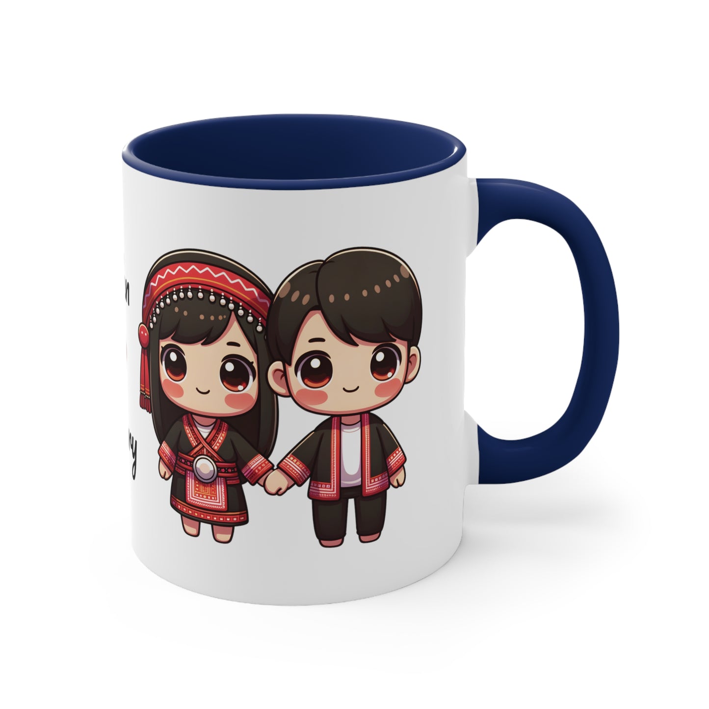 Hmong Couple Red Collection 1 Personalized Cute - Custom Accent Coffee Mug, 11oz