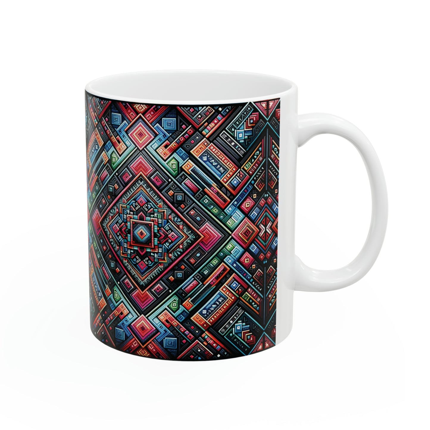 Hmong-Inspired Geometric Ceramic Coffee Mug 12