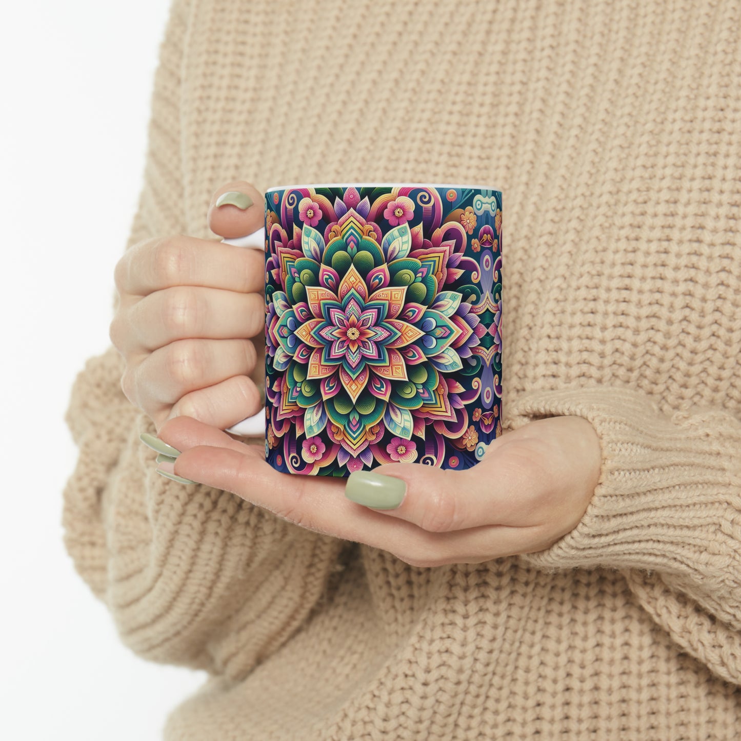 Hmong-Inspired Geometric Ceramic Coffee Mug 13