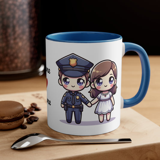 Policeman Couple Collection 2 Personalized Cute - Custom Accent Coffee Mug, 11oz