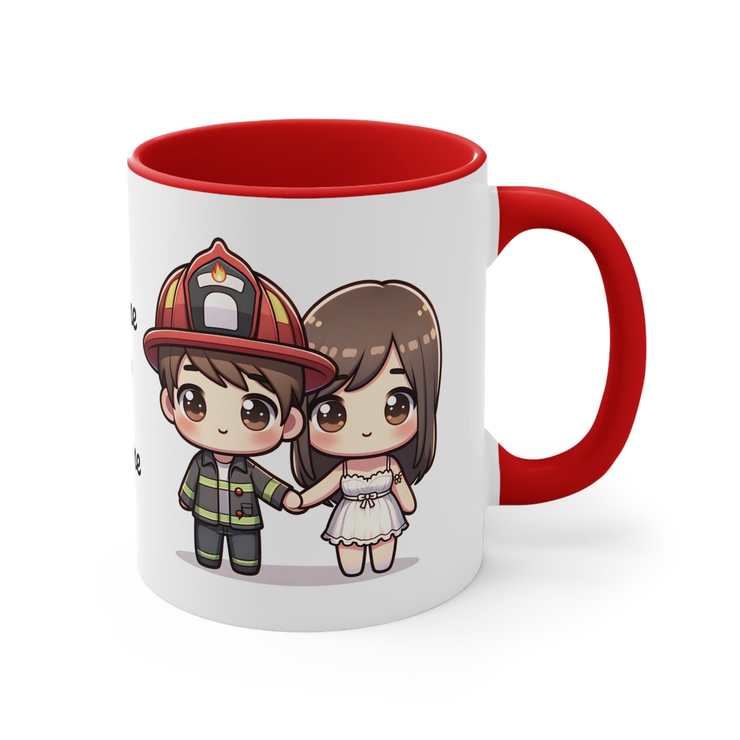 Firefighter Couple Collection 4 Personalized Cute - Custom Accent Coffee Mug, 11oz