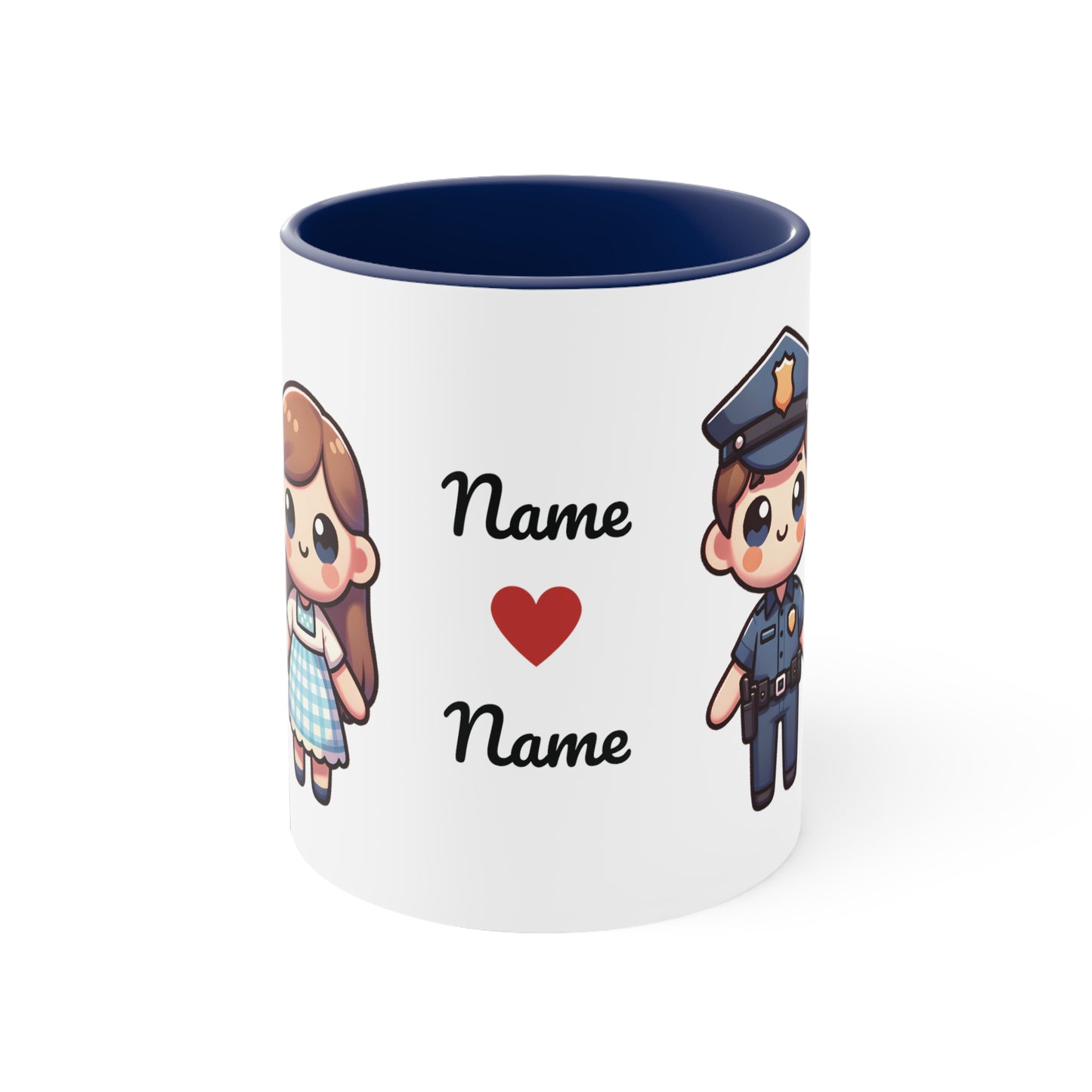 Policeman Couple Collection 1 Personalized Cute - Custom Accent Coffee Mug, 11oz