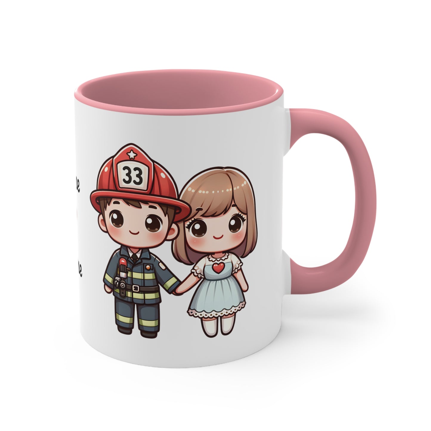 Firefighter Couple Collection 2 Personalized Cute - Custom Accent Coffee Mug, 11oz