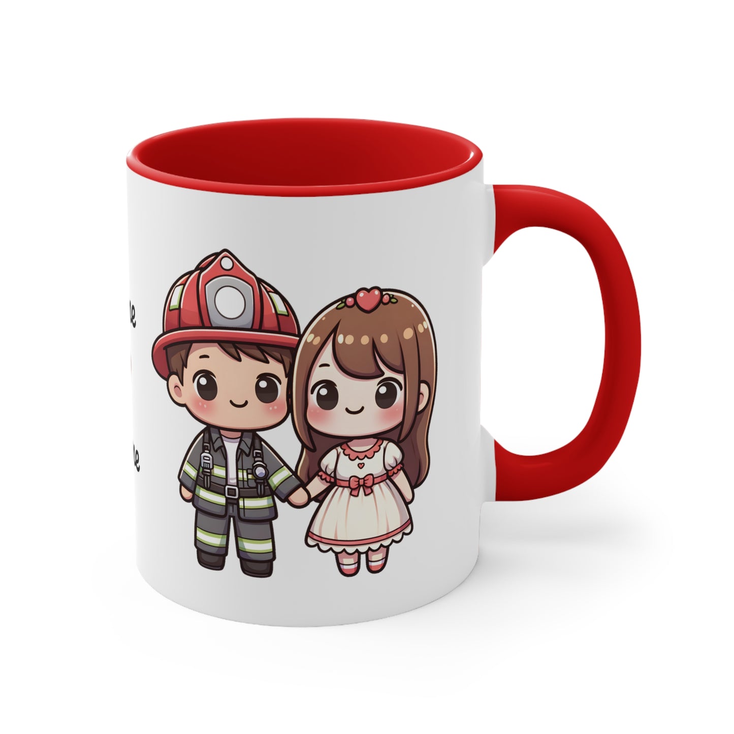 Firefighter Couple Collection 6 Personalized Cute - Custom Accent Coffee Mug, 11oz