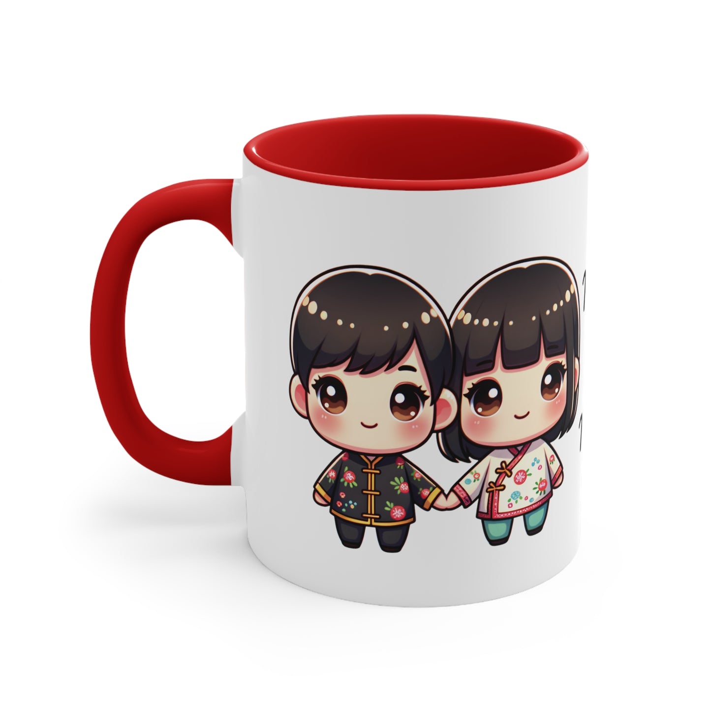 Chinese Couple in Chinese Clothes Collection 11 Personalized Cute - Custom Accent Coffee Mug, 11oz