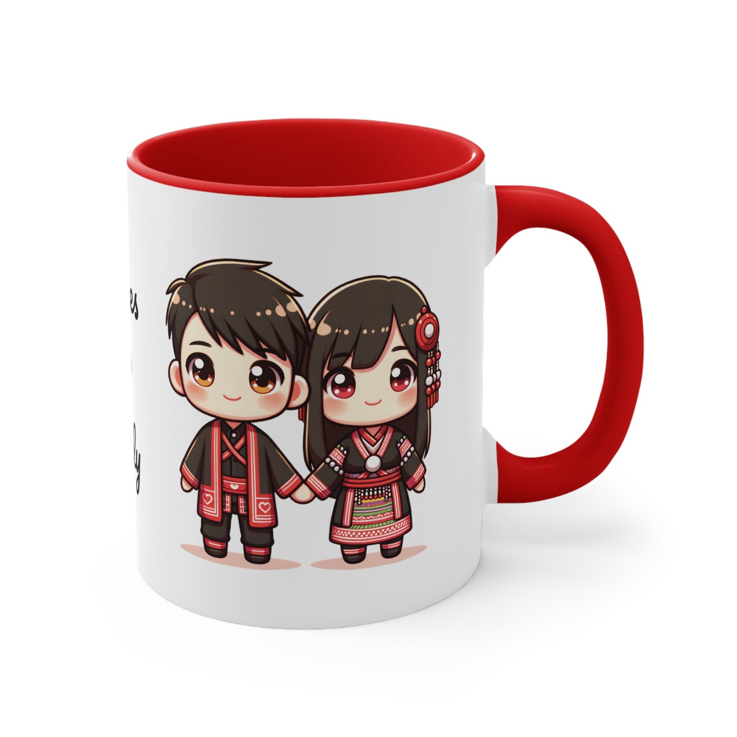 Hmong Couple Red Collection 6 Personalized Cute - Custom Accent Coffee Mug, 11oz