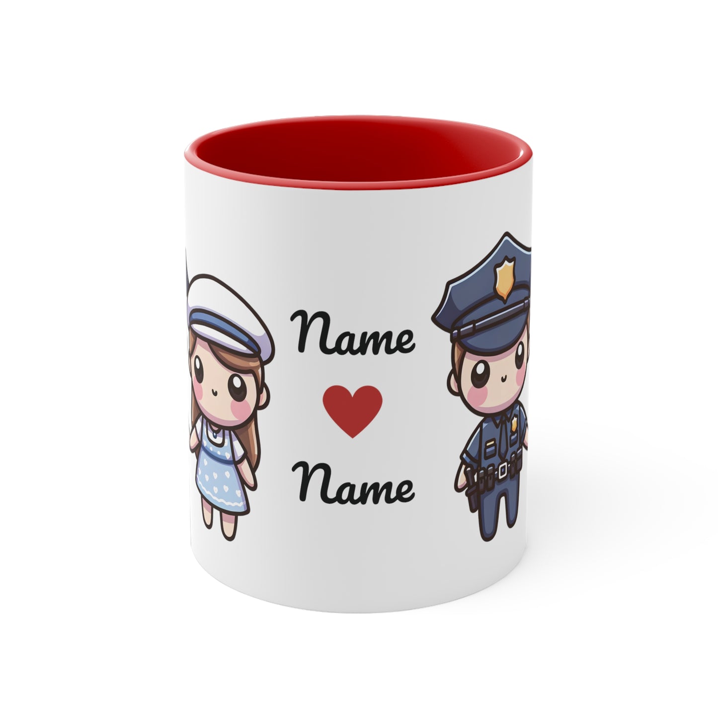 Policeman Couple Collection 3 Personalized Cute - Custom Accent Coffee Mug, 11oz