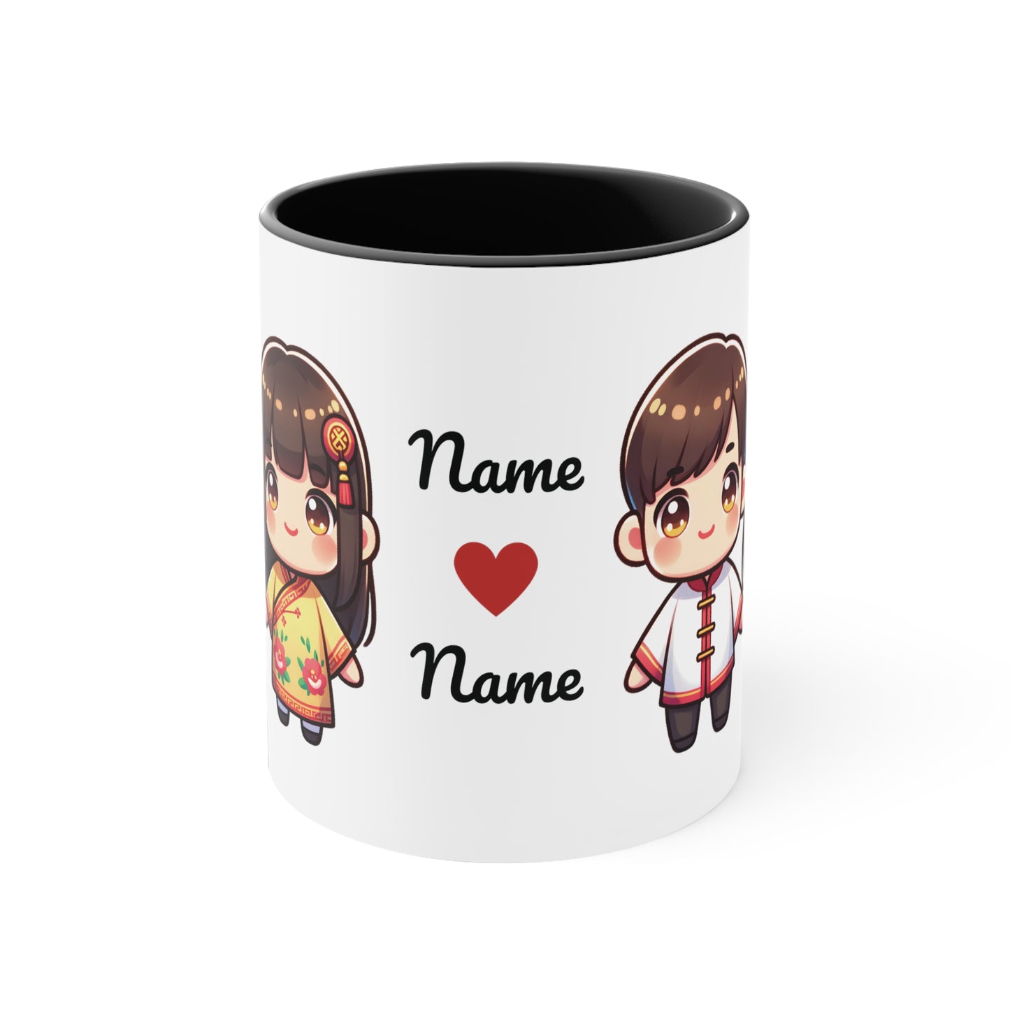 Chinese Couple in Chinese Clothes Collection 4 Personalized Cute - Custom Accent Coffee Mug, 11oz