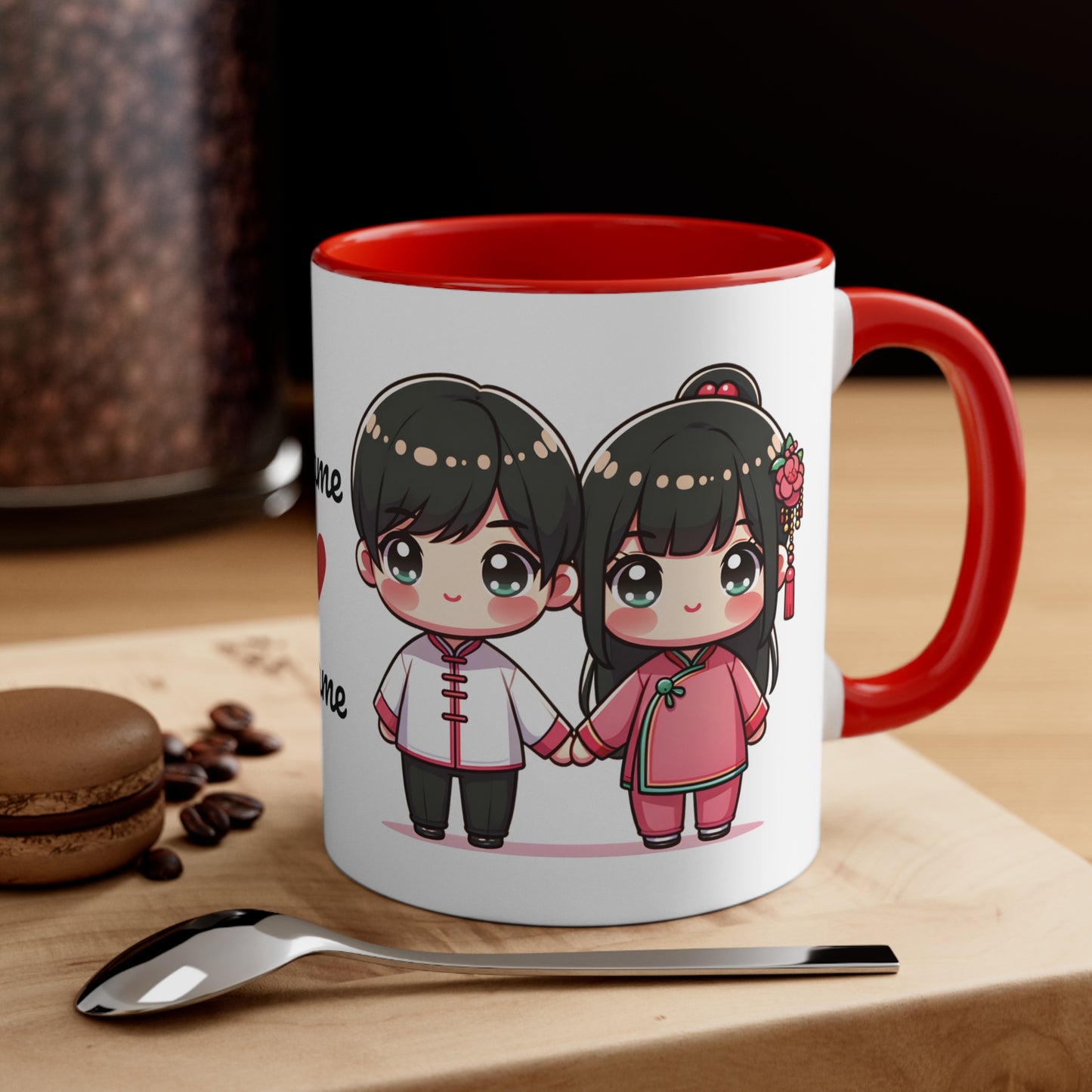 Chinese Couple in Chinese Clothes Collection 3 Personalized Cute - Custom Accent Coffee Mug, 11oz