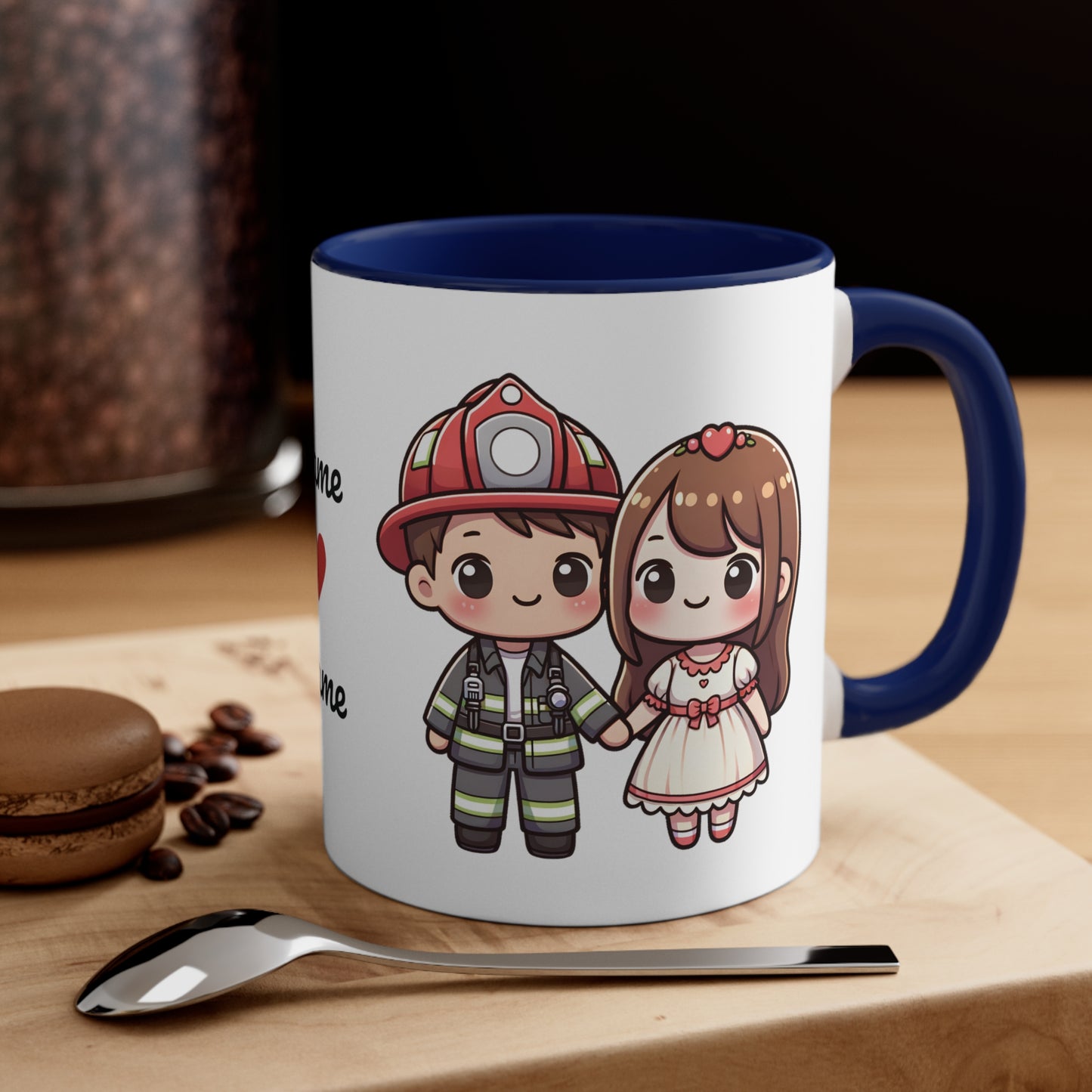 Firefighter Couple Collection 6 Personalized Cute - Custom Accent Coffee Mug, 11oz