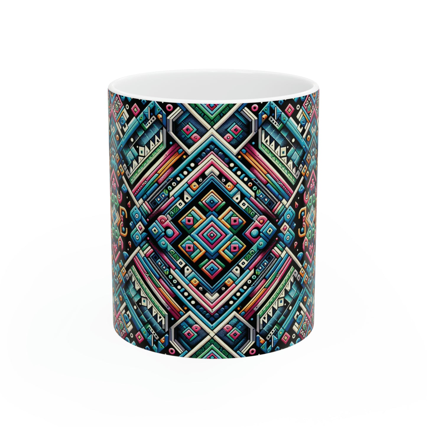 Hmong-Inspired Geometric Ceramic Coffee Mug 1