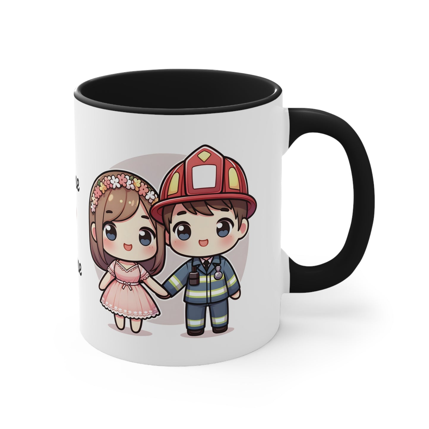 Firefighter Couple Collection 1 Personalized Cute - Custom Accent Coffee Mug, 11oz