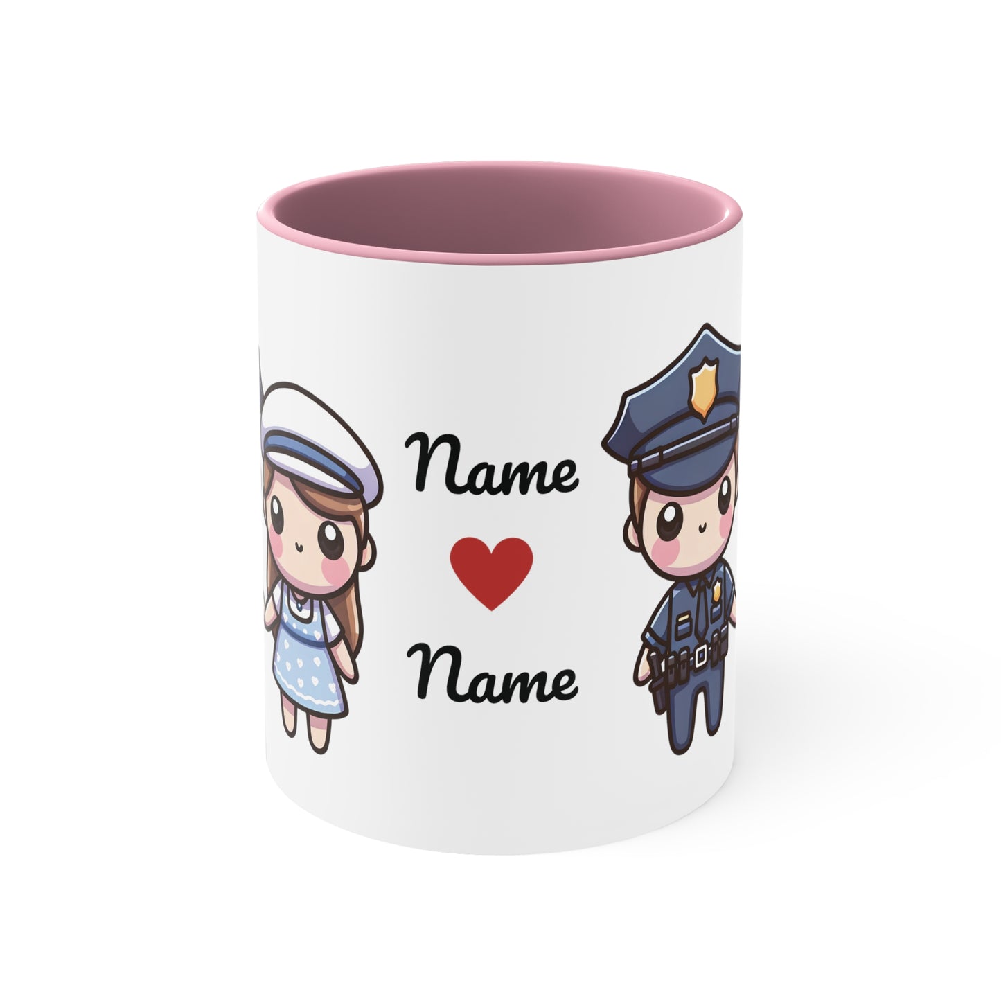 Policeman Couple Collection 3 Personalized Cute - Custom Accent Coffee Mug, 11oz