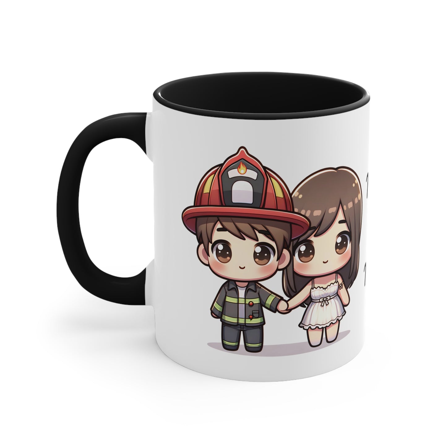 Firefighter Couple Collection 4 Personalized Cute - Custom Accent Coffee Mug, 11oz