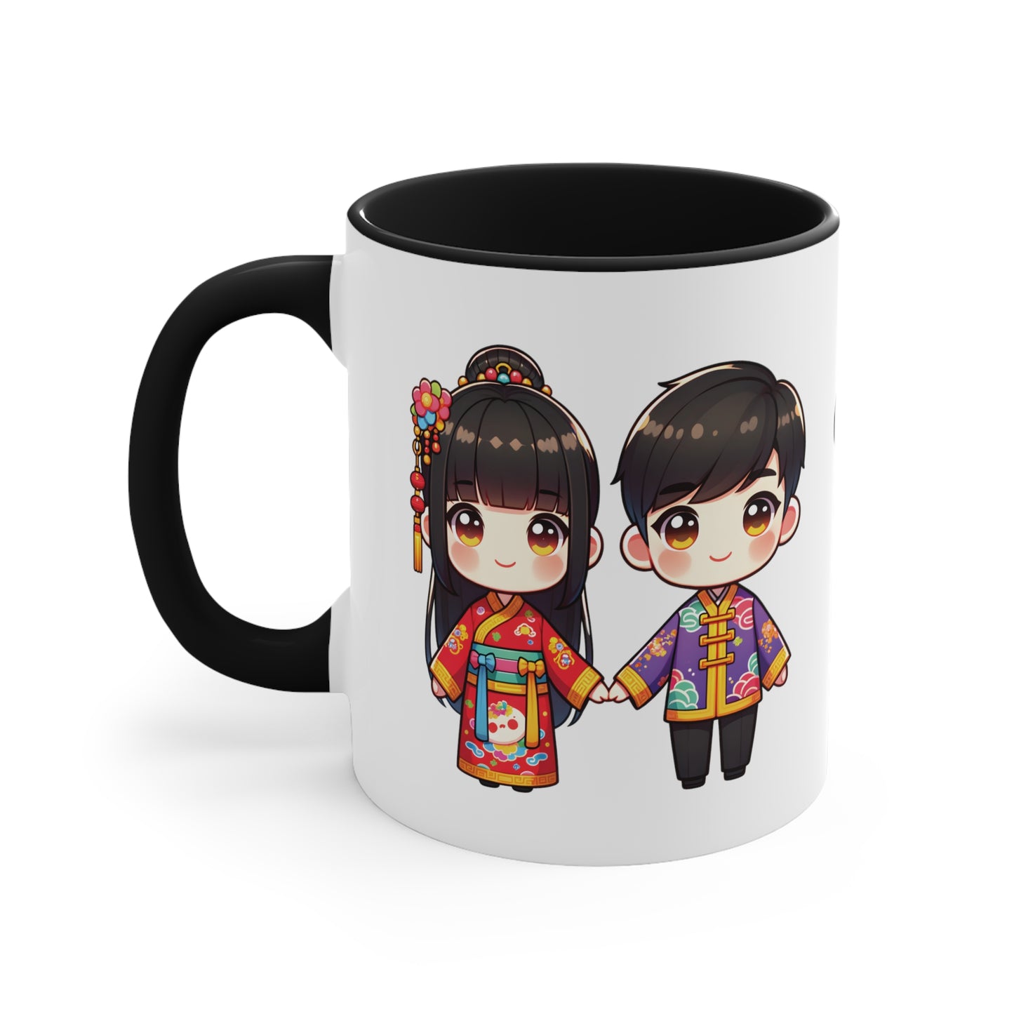 Chinese Couple in Chinese Clothes Collection 1 Personalized Cute - Custom Accent Coffee Mug, 11oz