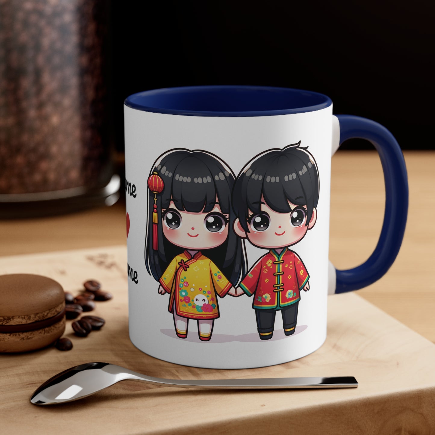 Chinese Couple in Chinese Clothes Collection 2 Personalized Cute - Custom Accent Coffee Mug, 11oz