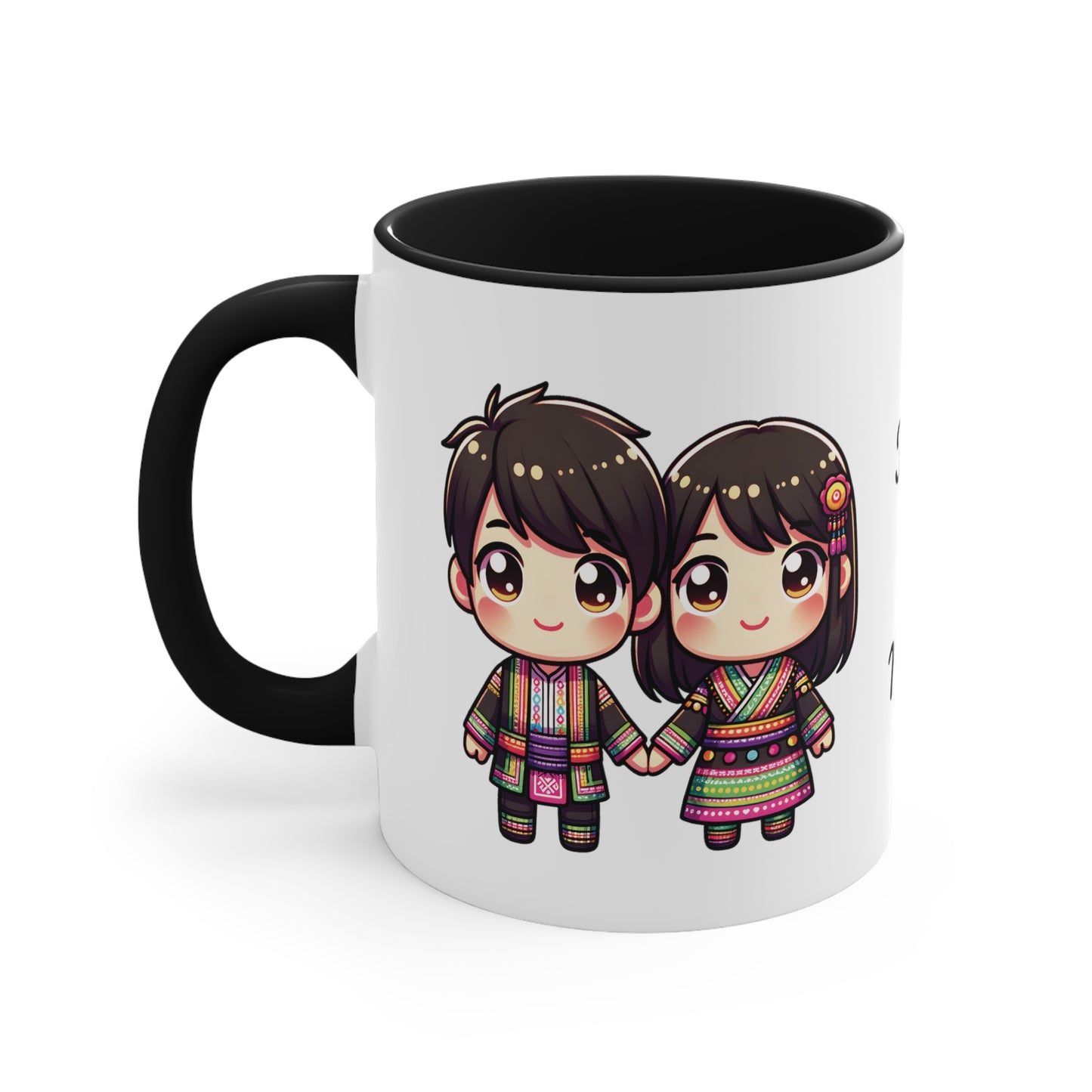 Hmong Couple Colorful Collection 4 Personalized Cute - Custom Accent Coffee Mug, 11oz