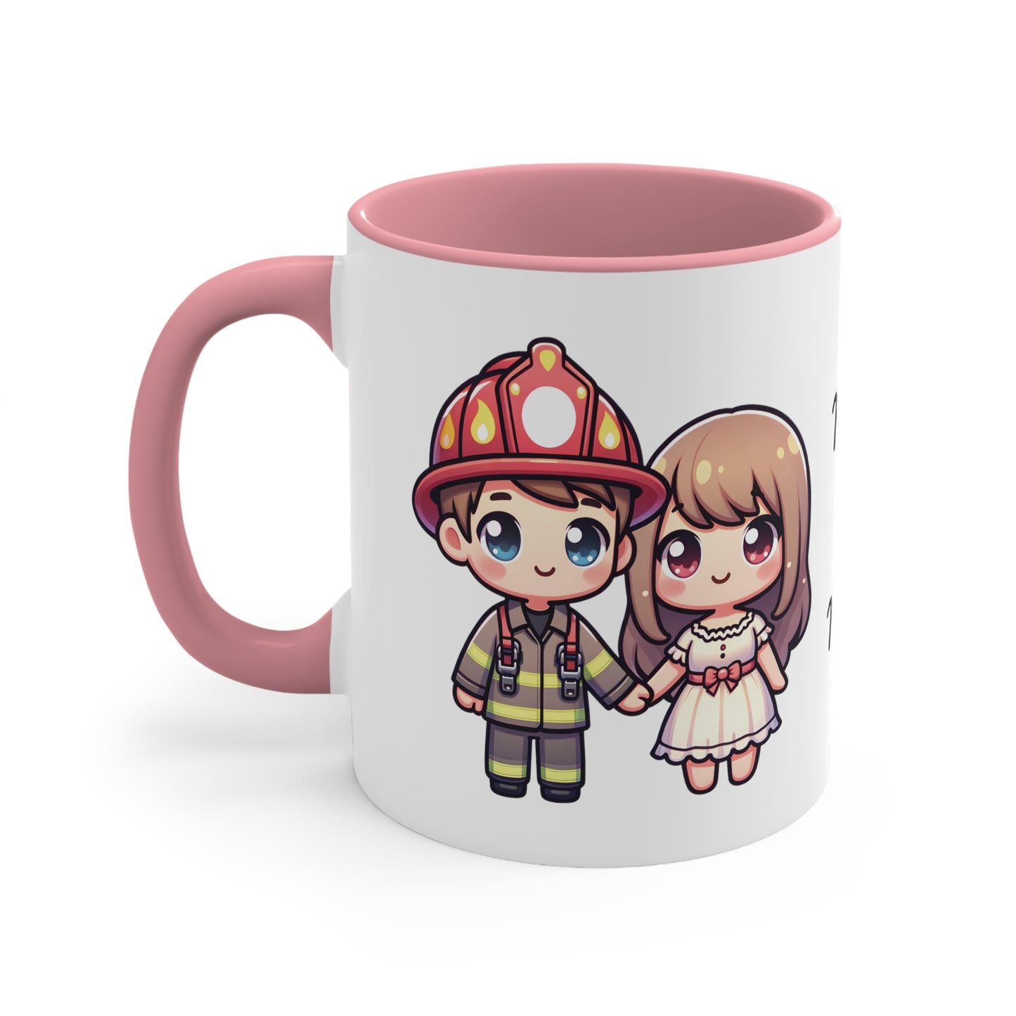 Firefighter Couple Collection 3 Personalized Cute - Custom Accent Coffee Mug, 11oz