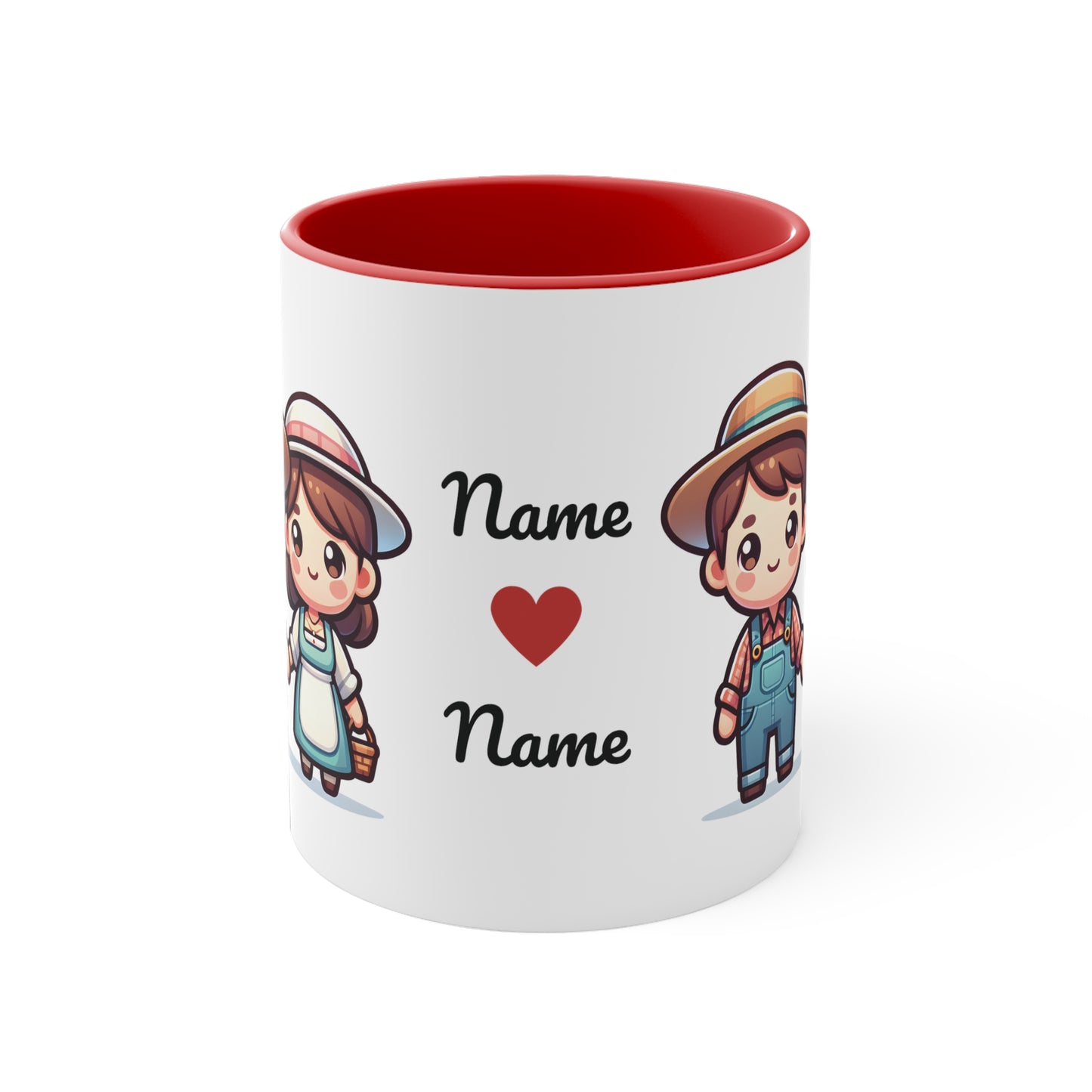 Farmer Couple Collection 4 Personalized Cute - Custom Accent Coffee Mug, 11oz