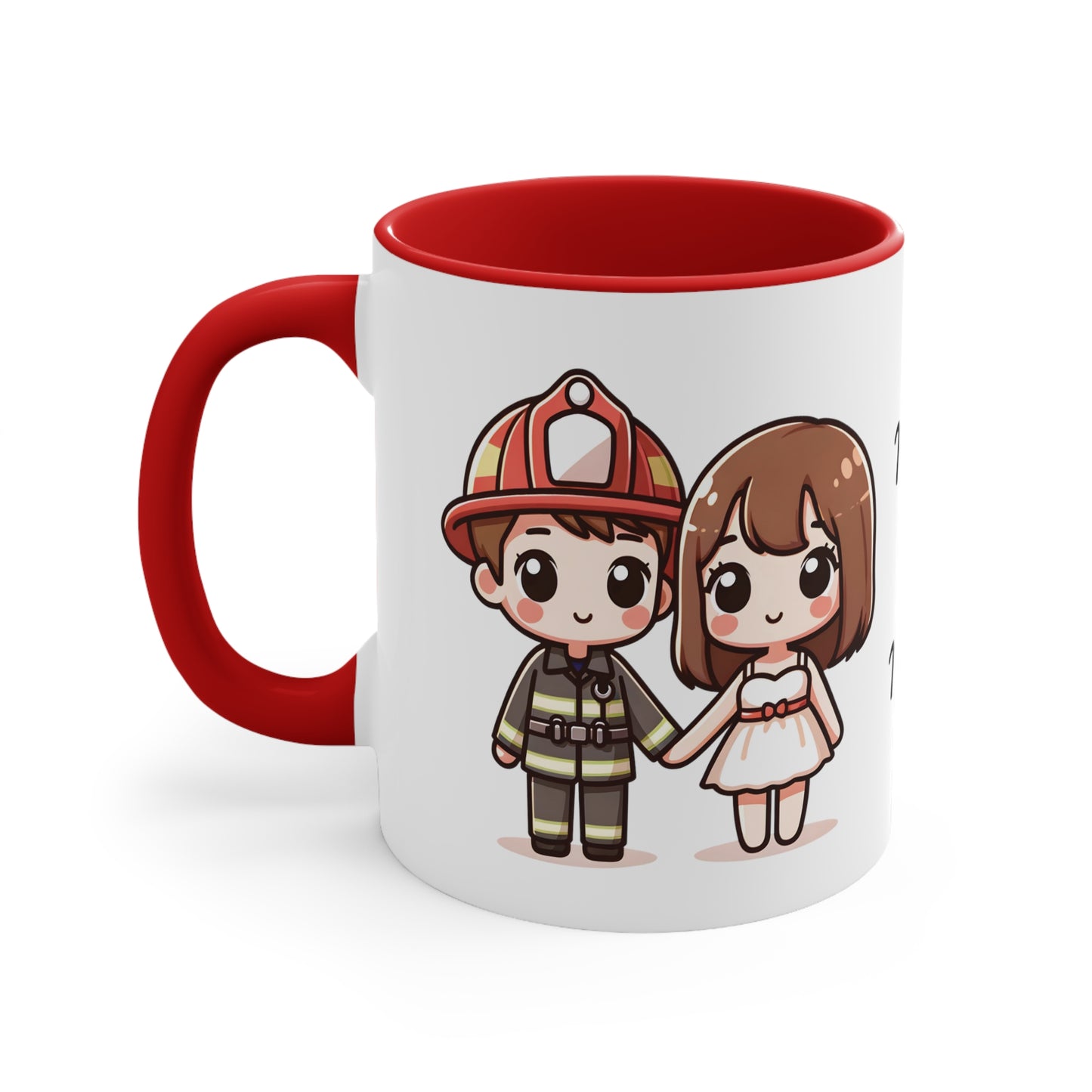 Firefighter Couple Collection 5 Personalized Cute - Custom Accent Coffee Mug, 11oz