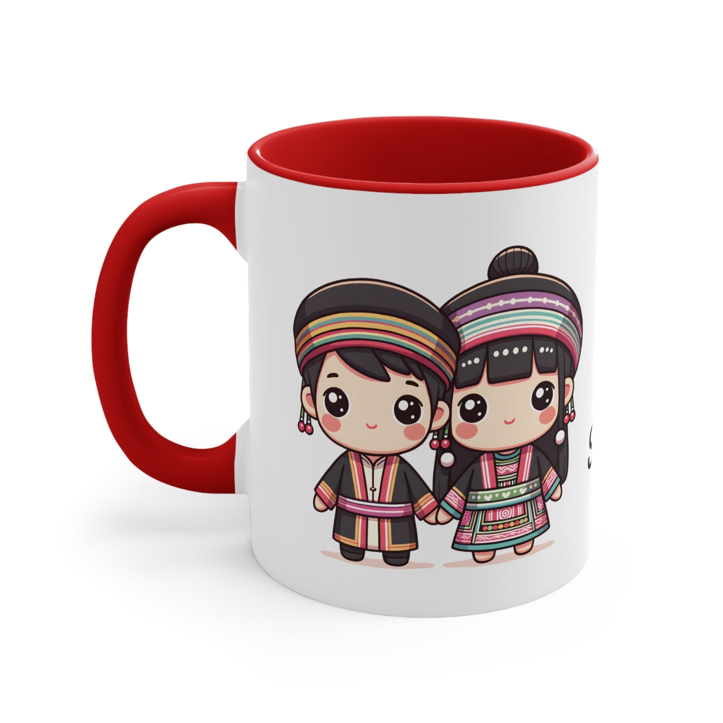 Hmong Couple Colorful Collection 1 Personalized Cute - Custom Accent Coffee Mug, 11oz