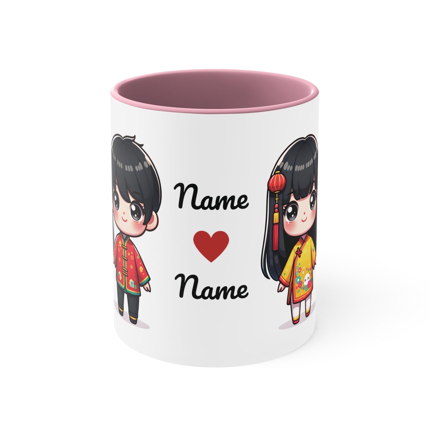 Chinese Couple in Chinese Clothes Collection 2 Personalized Cute - Custom Accent Coffee Mug, 11oz