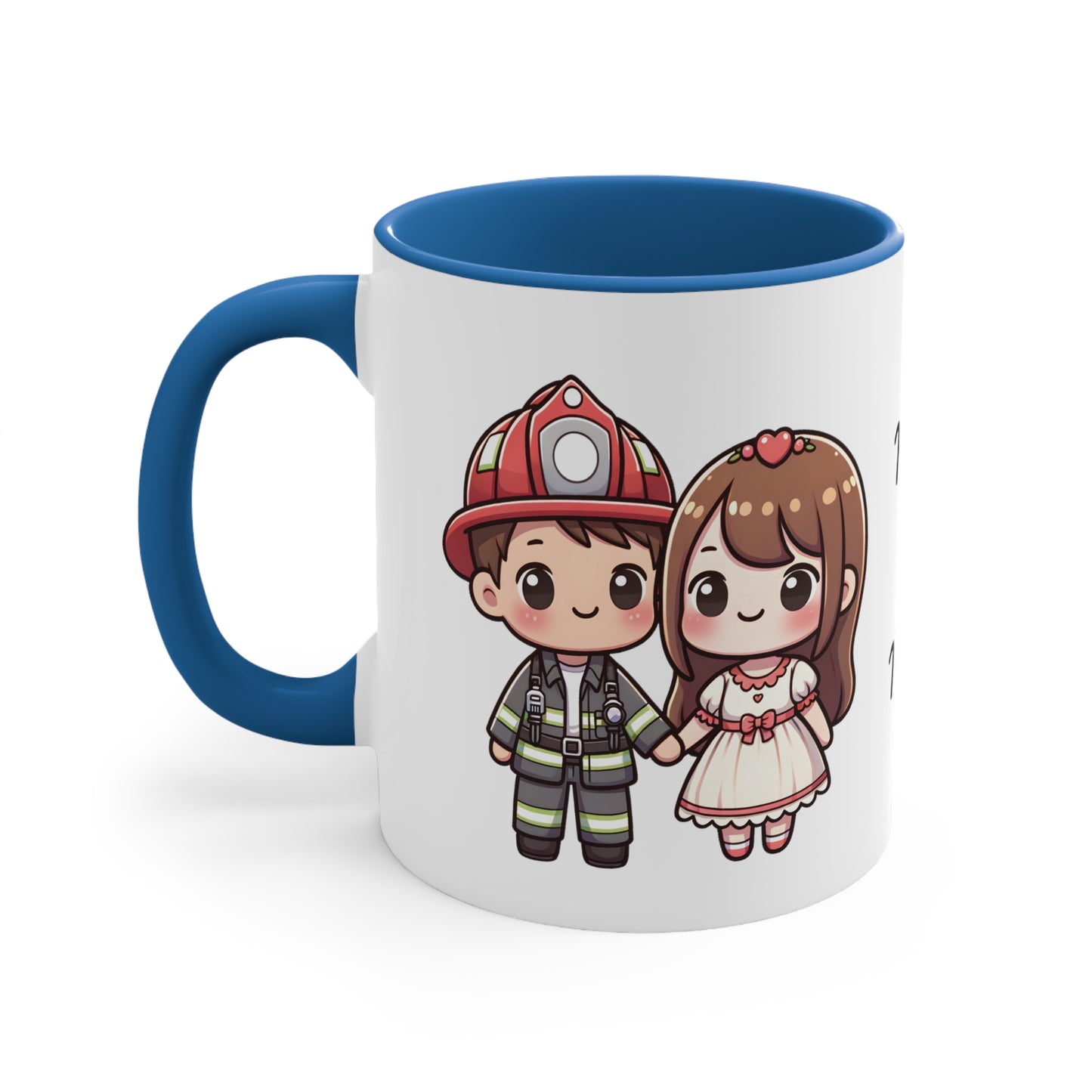 Firefighter Couple Collection 6 Personalized Cute - Custom Accent Coffee Mug, 11oz