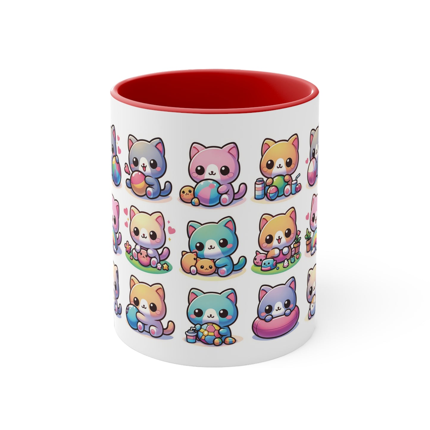 Cute Kitten Cat Colorful Playful Coffee Mug, 11oz