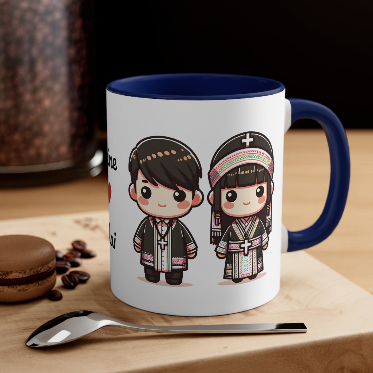 Hmong Christian Couple Colorful Collection 1 Personalized Cute - Custom Accent Coffee Mug, 11oz