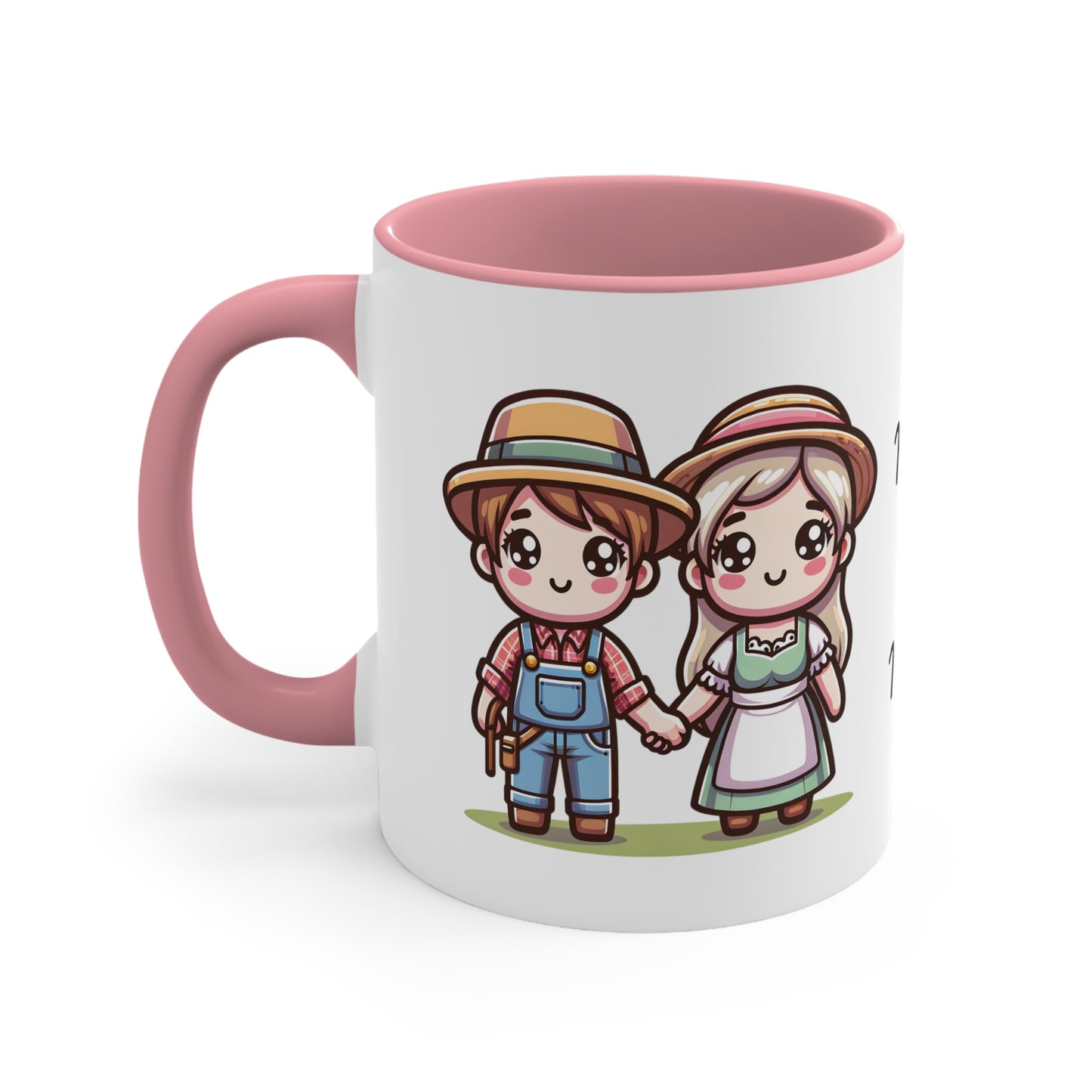 Farmer Couple Collection 2 Personalized Cute - Custom Accent Coffee Mug, 11oz