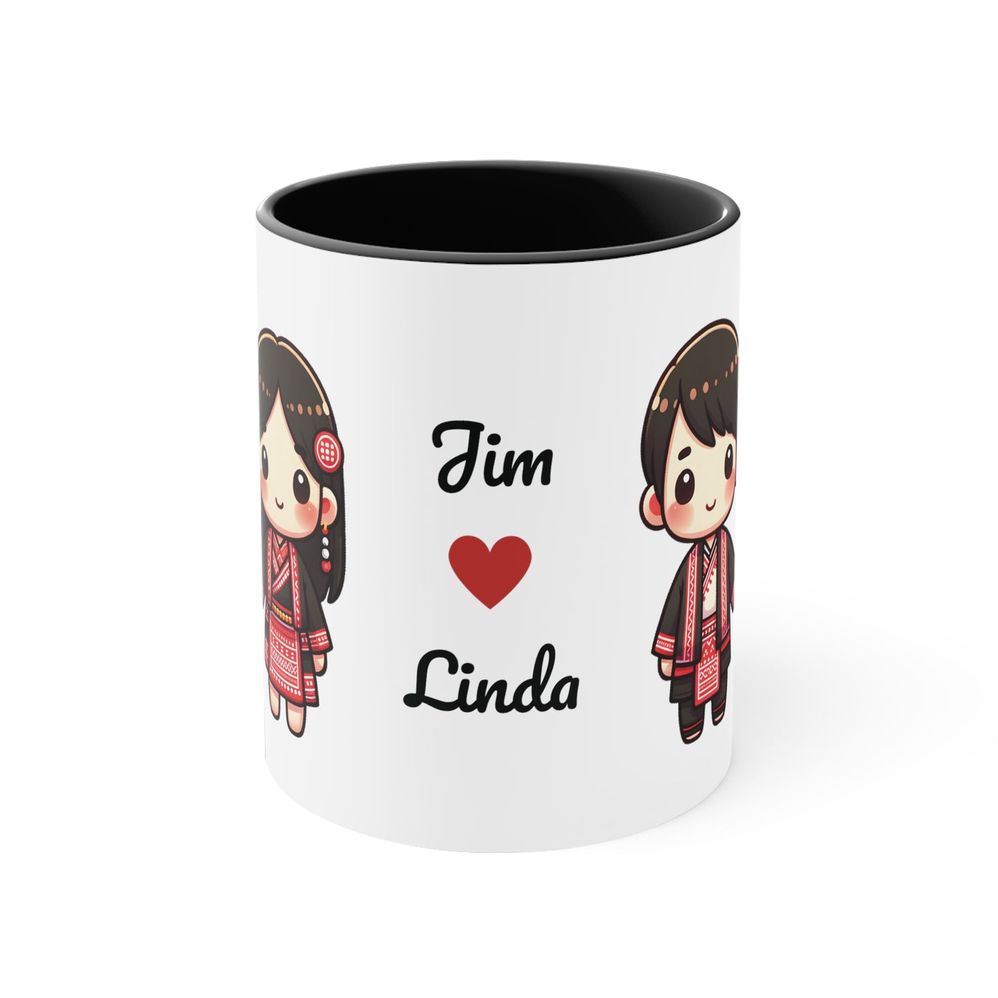 Hmong Couple Red Collection 2 Personalized Cute - Custom Accent Coffee Mug, 11oz