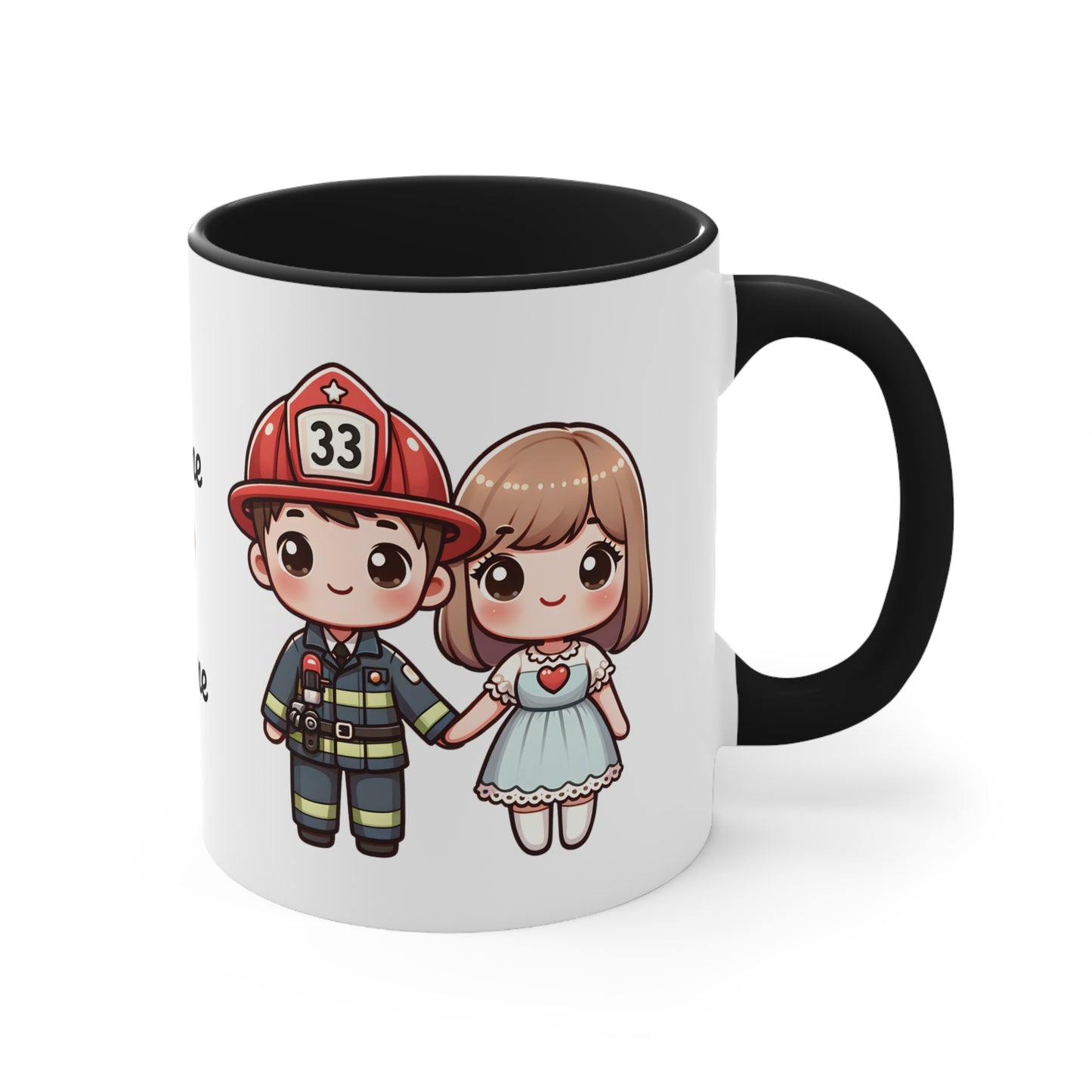 Firefighter Couple Collection 2 Personalized Cute - Custom Accent Coffee Mug, 11oz