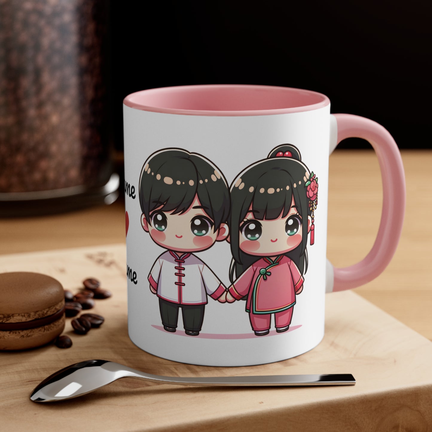 Chinese Couple in Chinese Clothes Collection 3 Personalized Cute - Custom Accent Coffee Mug, 11oz