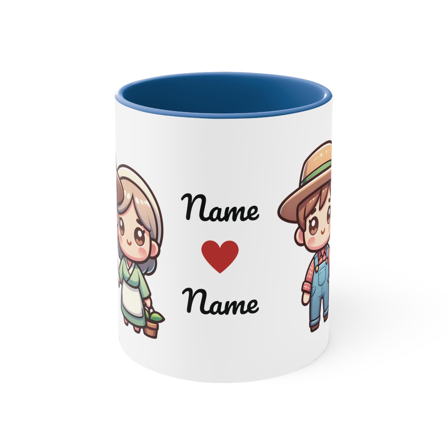 Farmer Couple Collection 7 Personalized Cute - Custom Accent Coffee Mug, 11oz